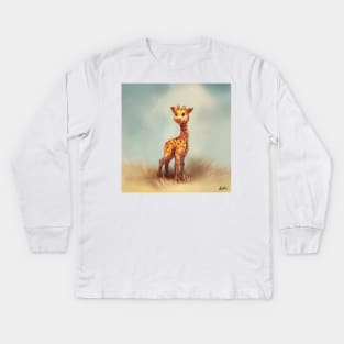 Smiling baby giraffe Kids Long Sleeve T-Shirt